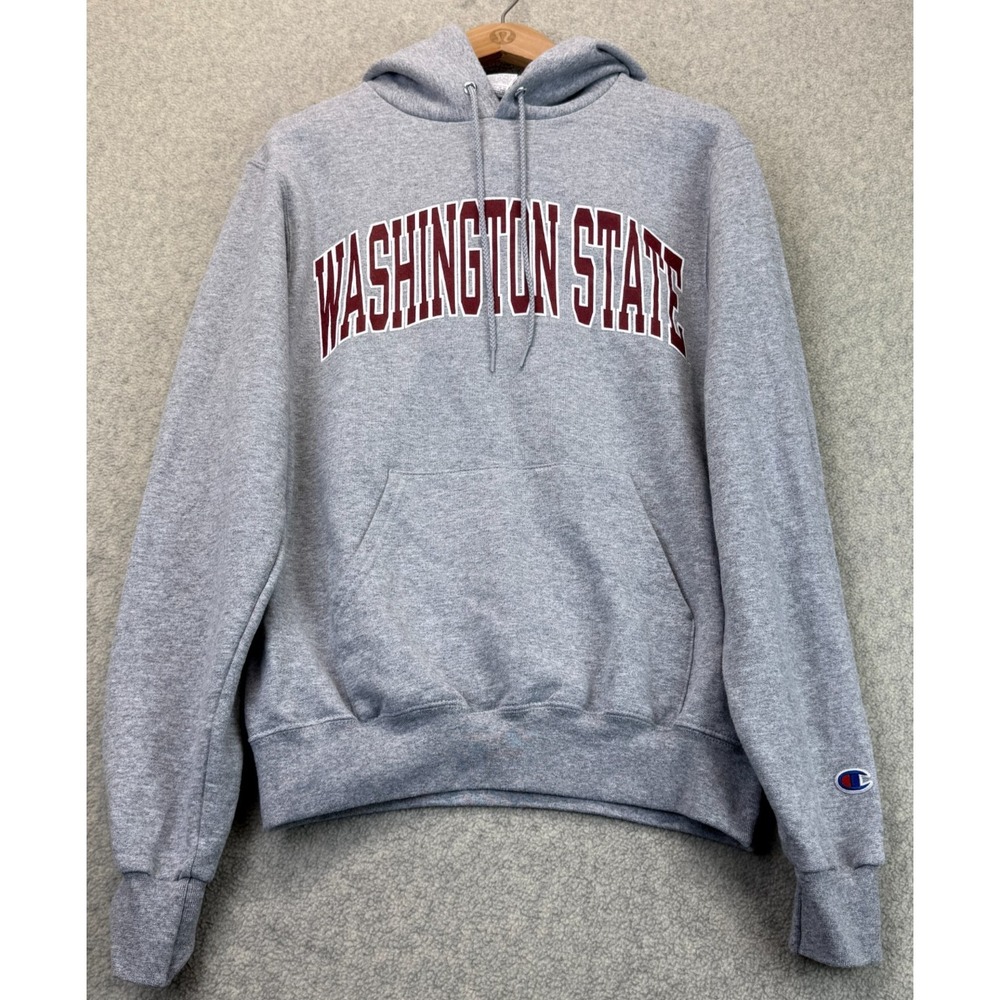 Champion Unisex Washington State Cougars Hoodie Heather Gray Kangaroo Pocket S